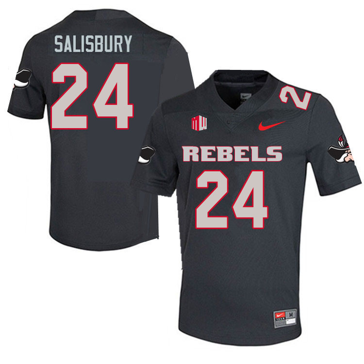 Men #24 Tanner Salisbury UNLV Rebels College Football Jerseys Sale-Charcoal - Click Image to Close